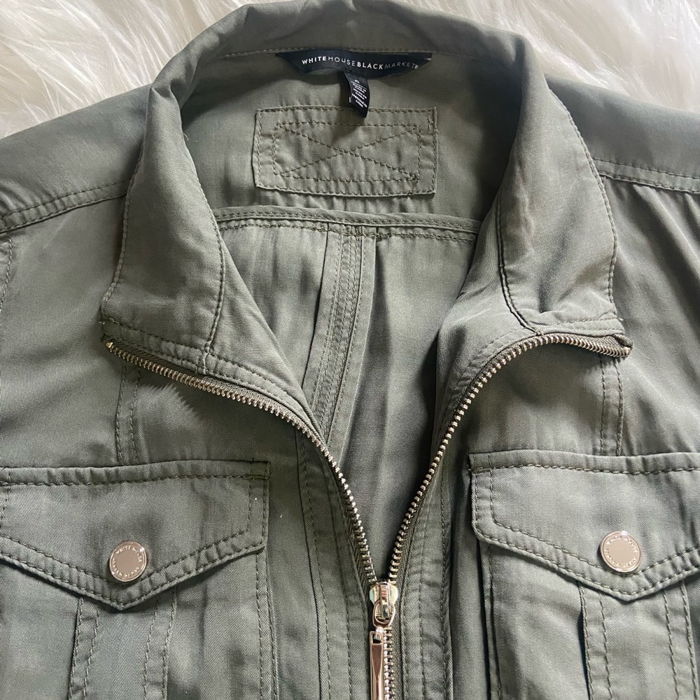 White House Black Market Sz 6 Olive Green Women’s Utility Jacket - Picture 8 of 13